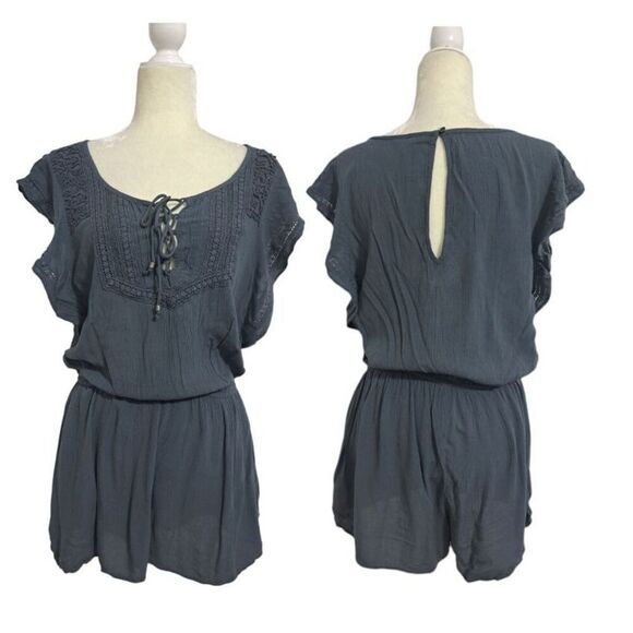 American Eagle Outfitters Women's Rusty Teal Boho Romper Pockets Size Medium - Picture 2 of 8